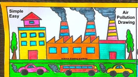 air pollution drawing(factory pollution - car pollution) simple and ...