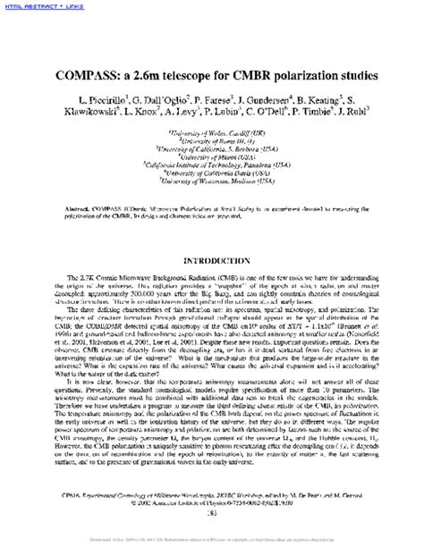 (PDF) COMPASS: a 2.6 m telescope for CMBR polarization studies | Philip ...