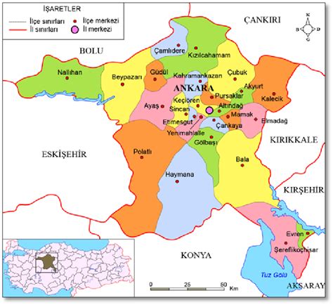 Ankara district border map (Anonymous, 2017). | Download Scientific Diagram