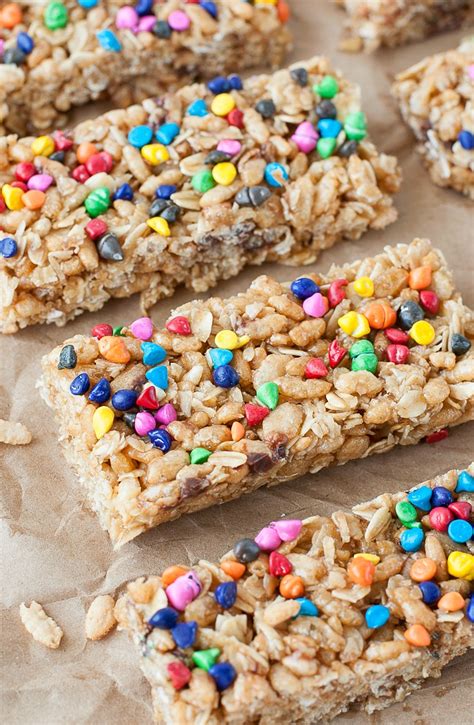 Chewy No-Bake Rainbow Chip Granola Bars