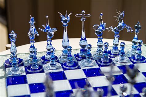 Blue Glass Chess Set