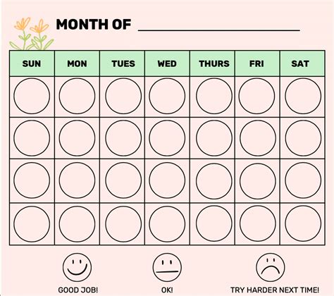 Monthly Behavior Chart | Free Printable - Goally