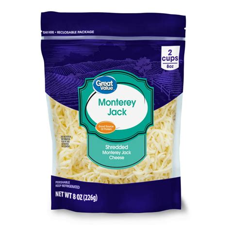 Great Value Shredded Monterey Jack Cheese, 8 oz - Walmart.com