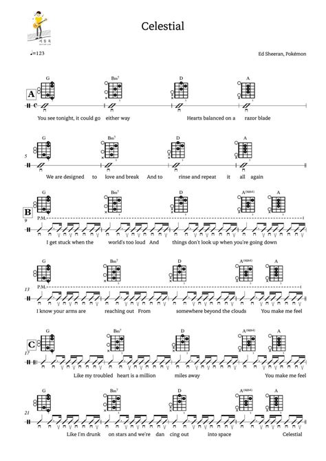 Ed sheeran - Celestial (Guitar TAB) 楽譜 by 서동욱