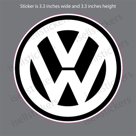 VW Volkswagen Logo Automobile Black White Window Decal Bumper Sticker ...