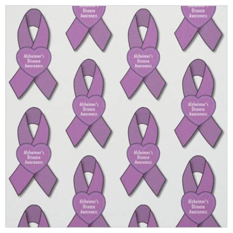 Alzheimer's Awareness Purple Ribbon with Heart Fabric | Zazzle.com