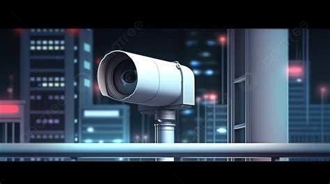 Cityscape Backdrop With 3d Rendered Cctv Or Security Camera Background, Surveillance Camera ...