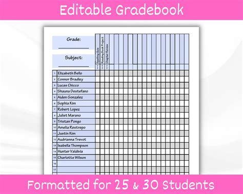 Editable Teacher Gradebook Printable. Teacher Planner. Grade Tracker ...