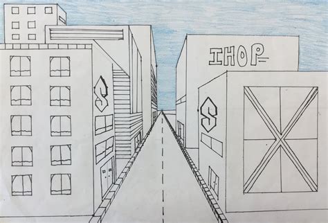 One Point Perspective Drawing Street