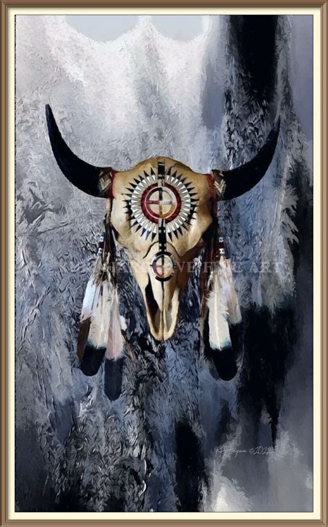 Western Native American Buffalo Skull Medicine Wheel Abstract - Etsy