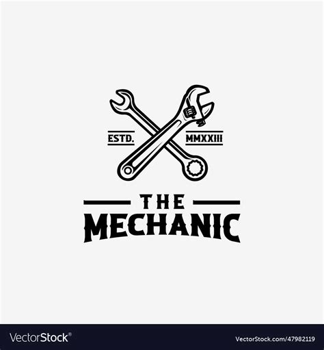 Mechanic logo art isolated crossing wrench tool Vector Image