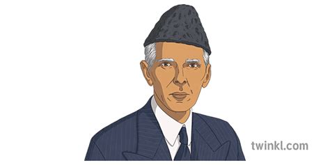 Muhammad Ali Jinnah Portrait 3 Older Man Illustration - Twinkl