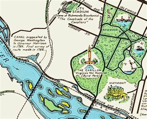 Beautifully Illustrated Pictorial Map of Richmond, VA from 1937 - KNOWOL