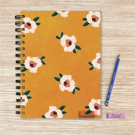 Sahara Floral Design Spiral Lined Journal - 7x9 Fashion Notebook ...