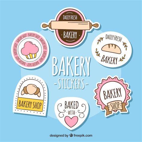 Bakery stickers collection in flat style | Free Vector