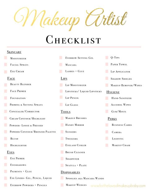 Makeup Artist Kit Checklist