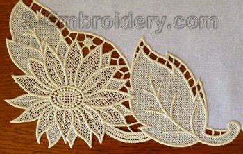 Machine embroidery lace - 10586 Sunflower free standing lace embroidery