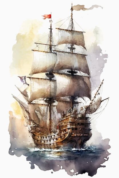 Premium AI Image | A watercolor painting of a ship called the black pearl