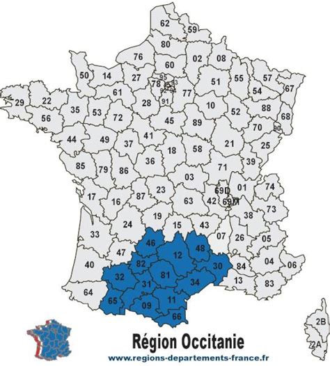 Région Occitanie : localisation et départements.