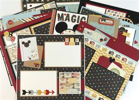 12x12 Scrapbook Page Kit or Premade Disney Theme 10 Pages | Disney scrapbooking layouts ...