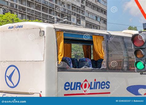 Broken Bus Window editorial photography. Image of hole - 224532237