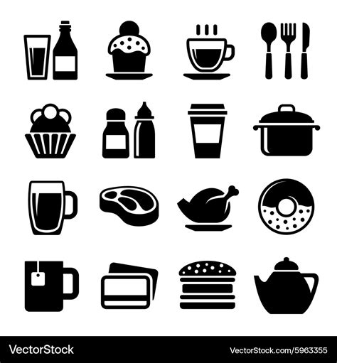 Restaurant and cafe food drink icon set Royalty Free Vector