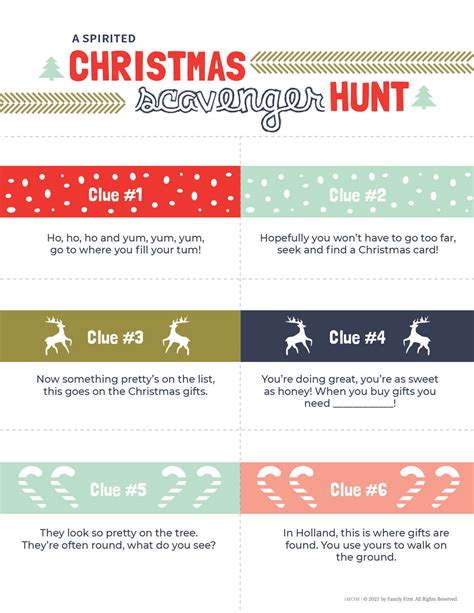 Christmas Treasure Hunt Clues