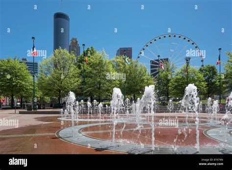 FOUNTAIN CENTENNIAL OLYMPIC PARK DOWNTOWN SKYLINE ATLANTA GEORGIA USA ...