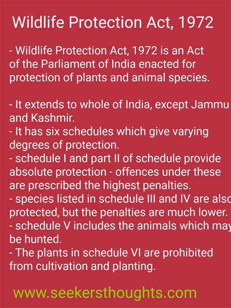 wildlife protection Act infographic - Seeker's Thoughts