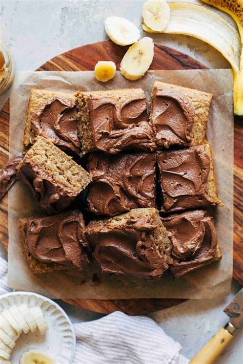 GF + Vegan Banana Cake with Peanut Butter Chocolate Frosting