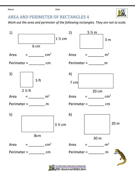 Area and Perimeter of Rectangles Worksheets - Math Monks - Worksheets Library