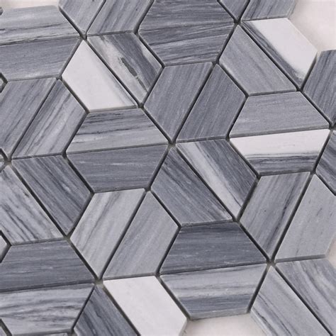 Hta6 Arrow Shape White Gray Stone Marble Mosaic Backsplash Tile