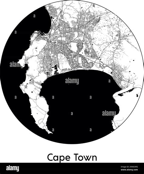 City Map Cape Town South Africa Africa vector illustration black white ...