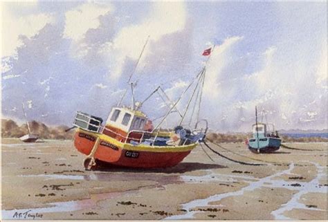 Tony Taylor - "Guernsey Fishing Boats" Watercolor on Paper 9" x 13 ...