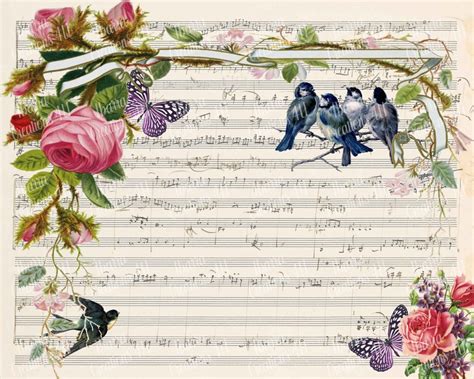 Vintage Music Sheet, Victorian Clip Art, Junk Journals, Journal Cards ...