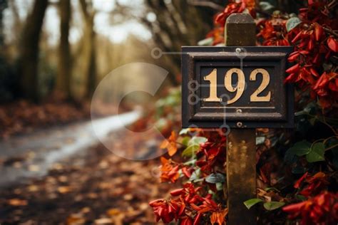 Autumnal Picture of Wooden Sign with Number 122 stock photo | Creative Fabrica