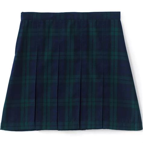 Lands' End School Uniform Kids Plaid Box Pleat Skirt Top Of The Knee - 7 - Classic Navy ...