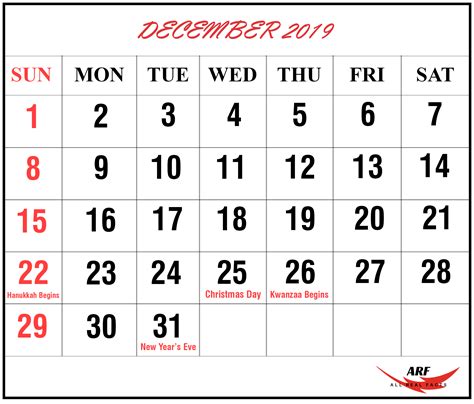 DECEMBER 2019 CALENDAR PRINTABLE WITH HOLIDAYS, #Calendar #calendartemplate2020excel #Decemb ...