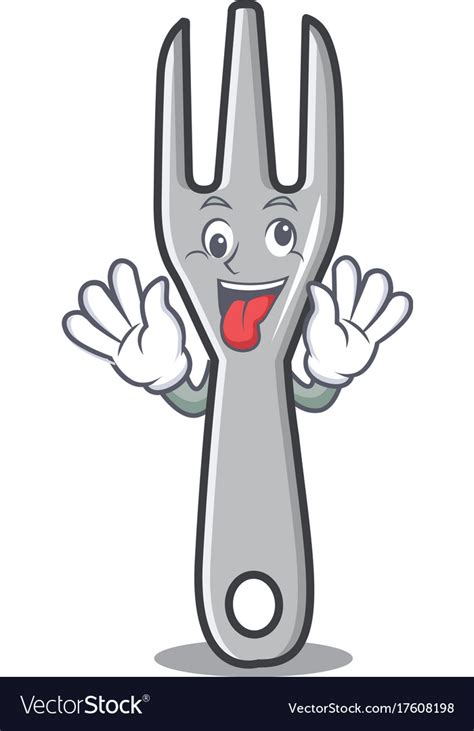 Crazy fork character cartoon style Royalty Free Vector Image