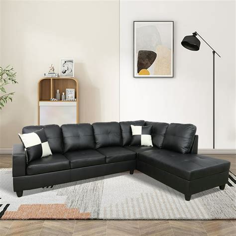 Small Black Leather Sectional Sofa | Cabinets Matttroy