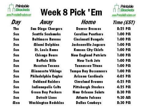NFL Pick Em Week 8 | Pro Football Pick Em Week 8