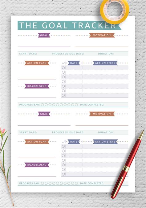 Download Printable Personal Goal Tracker - Casual Style PDF | Goals ...