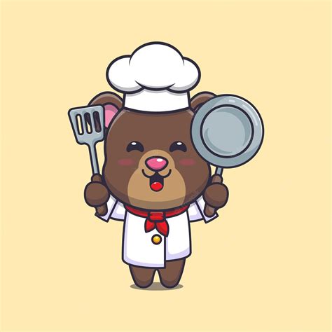 Premium Vector | Cute bear chef mascot cartoon character