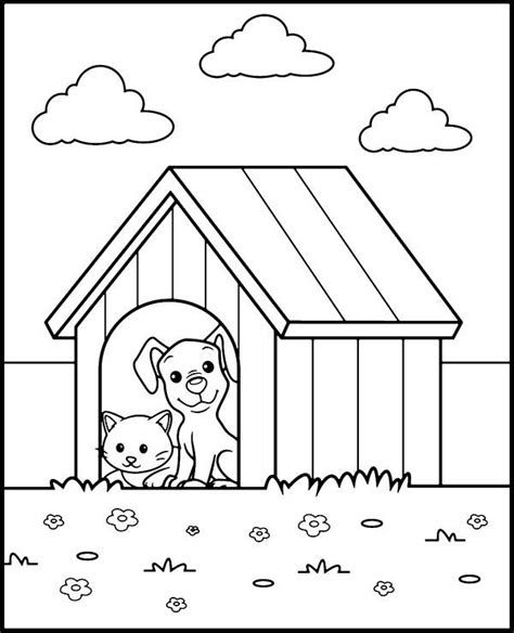 Dog house coloring page- Topcoloringpages.net