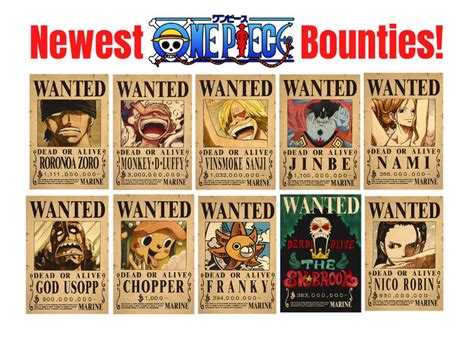 One Piece New Bounty Poster All Strawhat Crew Wanted Bounty - Etsy