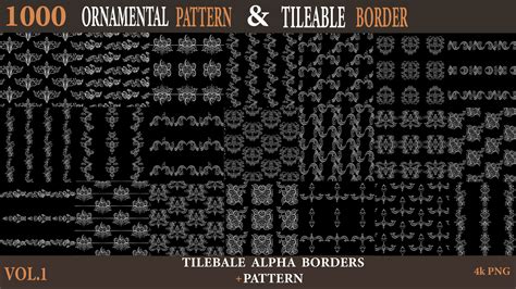 ArtStation - 1000 Ornamental Alpha Patterns And Tileble Borders | Brushes