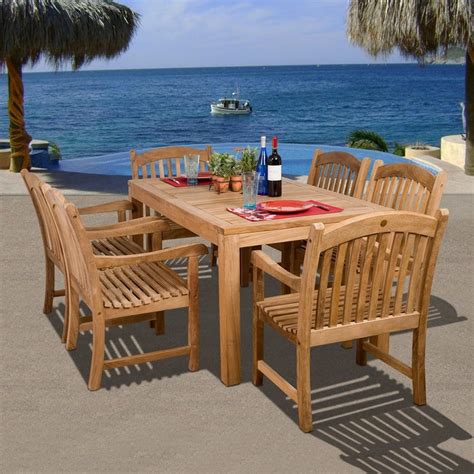 Shop International Home Amazonia Teak 7-Piece Teak Patio Dining Set at ...