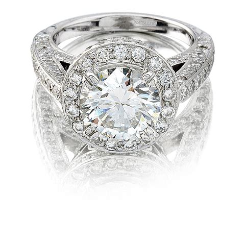 Natalie K Diamond Antique Style Platinum Halo Engagement Ring Setting