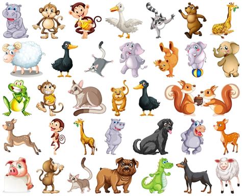 Free Vector | Set of animal cartoon character