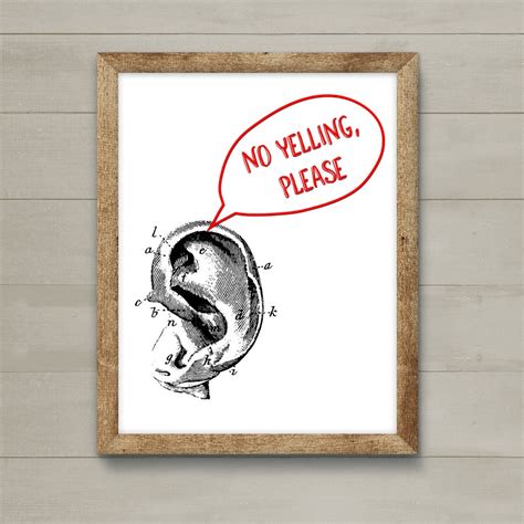 No Yelling Please Printable No Yelling Sign Anatomical - Etsy